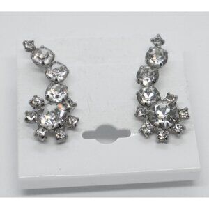 Vintage Coro Rhinestone Earrings Clip On Mid Century 1950s  Lot C